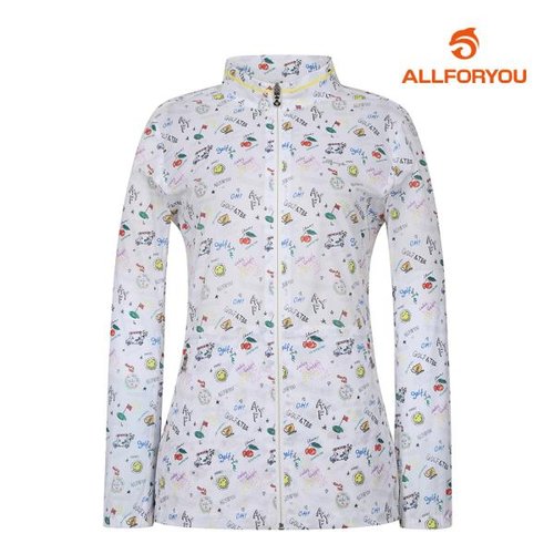 올포유 올포유 모델착장 여성 파크골프 패턴 점퍼 AWJUM3461-100