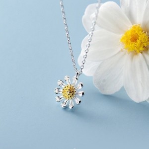 이스테리 925실버 데이지 플라워 꽃 은목걸이 은클리너천