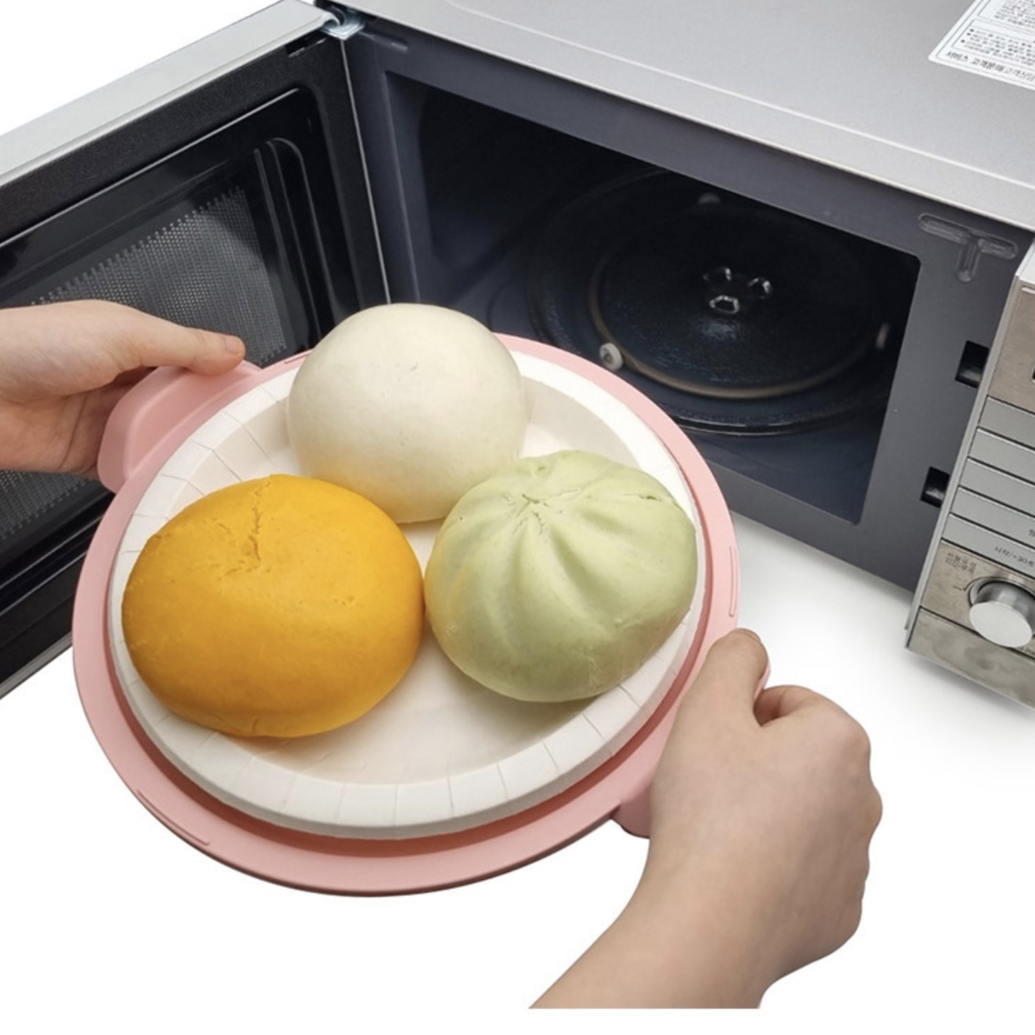 한아름리빙 전자렌지 접시 받침 뚜껑세트 용기세트 플레이팅용 색상랜덤 1개