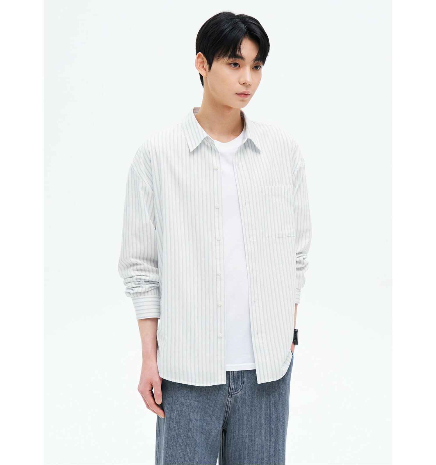 에잇세컨즈 버티컬 스트라이프 셔츠 455464EQ21