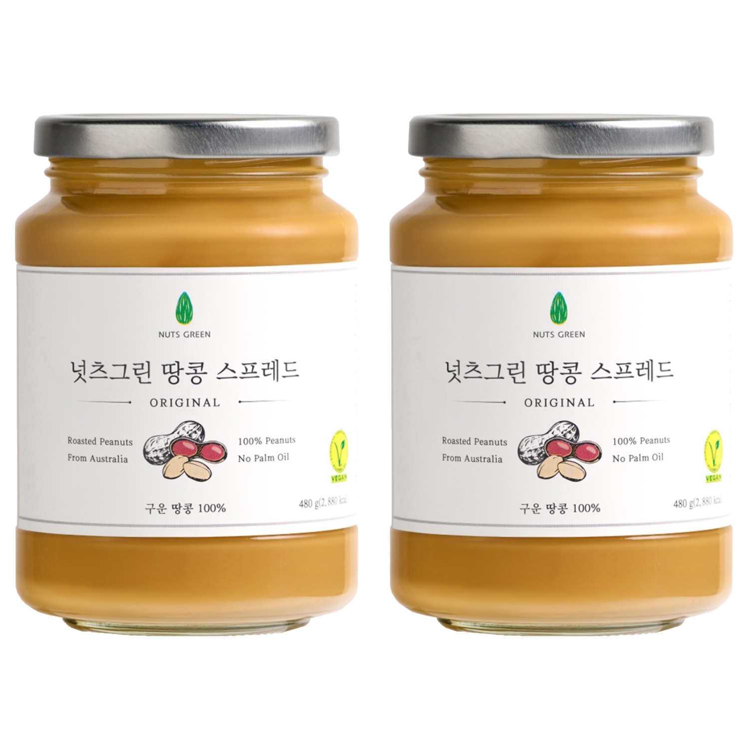 넛츠그린 넛츠그린 땅콩 스프레드 오리지널 480g 2개