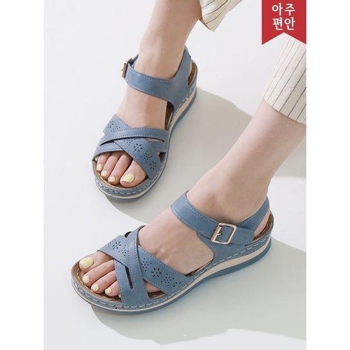 사임당슈즈 가볍고 쿠션감 우수한 발편한 펀칭 에스틱 샌들 112055