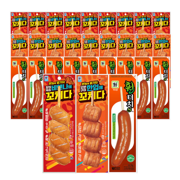 사조대림 대림냉장 비엔나에 꼬치다 90g x 10개 한입에 꼬치다 90g x 10개 휠터치S 70g x 10개