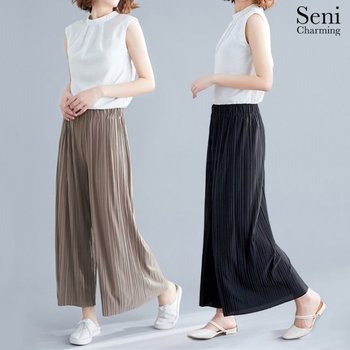시니차밍 플리츠 와이드 주름바지 2종세트