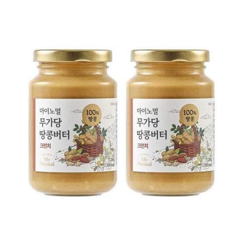 마이노멀컴퍼니 마이노멀 마이노멀 마이노멀 무가당 땅콩버터 100 크런치 250g x 2개