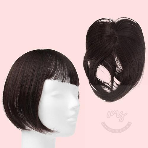 오마센 앞머리 정수리 가발 레드브라운 염색가발