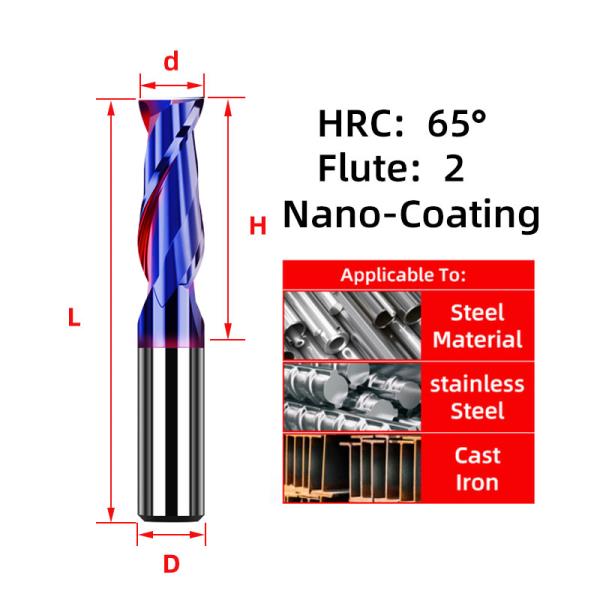 Tooleye 카바이드 엔드 밀 4 플루트 밀링 커터 절삭 공구 CNC Maching 코팅 스테인레스 스틸 금속 용 플랫 HRC65