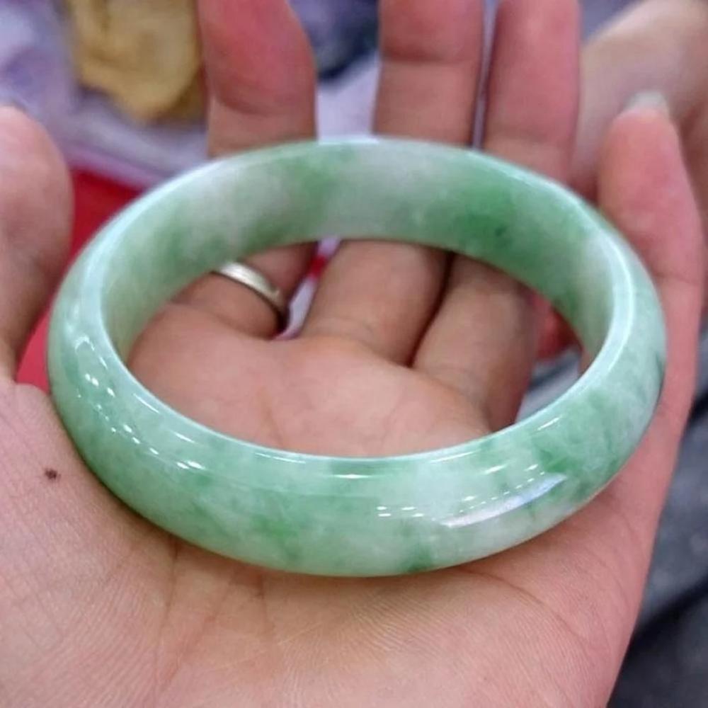 광산 목재 미얀마 양 그린 천연 관대 인증서 옥 1개 4 about 60-62mm