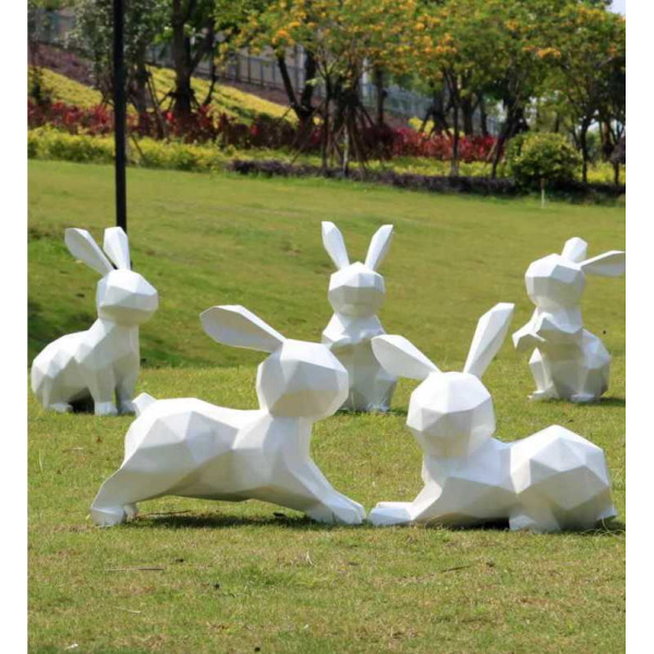 토끼 조형물 기하학 동물 장식품 카페 정원 마당 꾸미기 토끼 모형 조각상