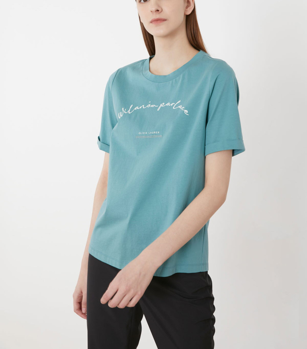 올리비아로렌 올리비아로렌 행복한 여성케주얼 티셔츠 그린43 90 VOBAS3M5136 638586