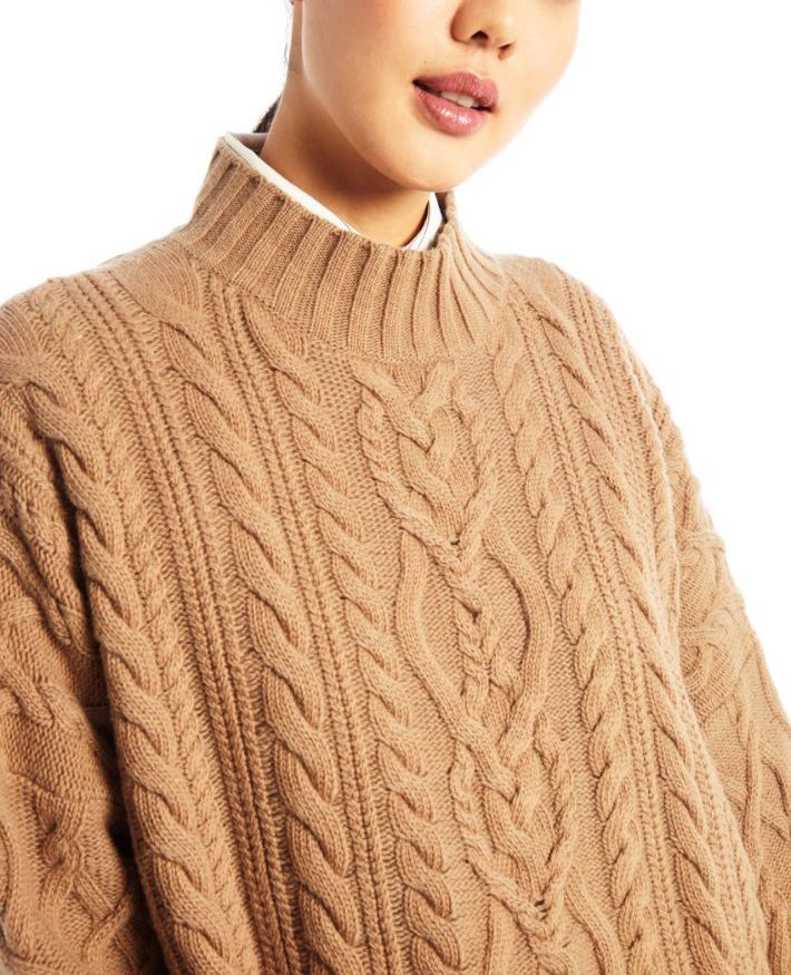 막스마라 인트렌드 카멜 버진 울 케이블 니트 스웨터 XERMES2R
