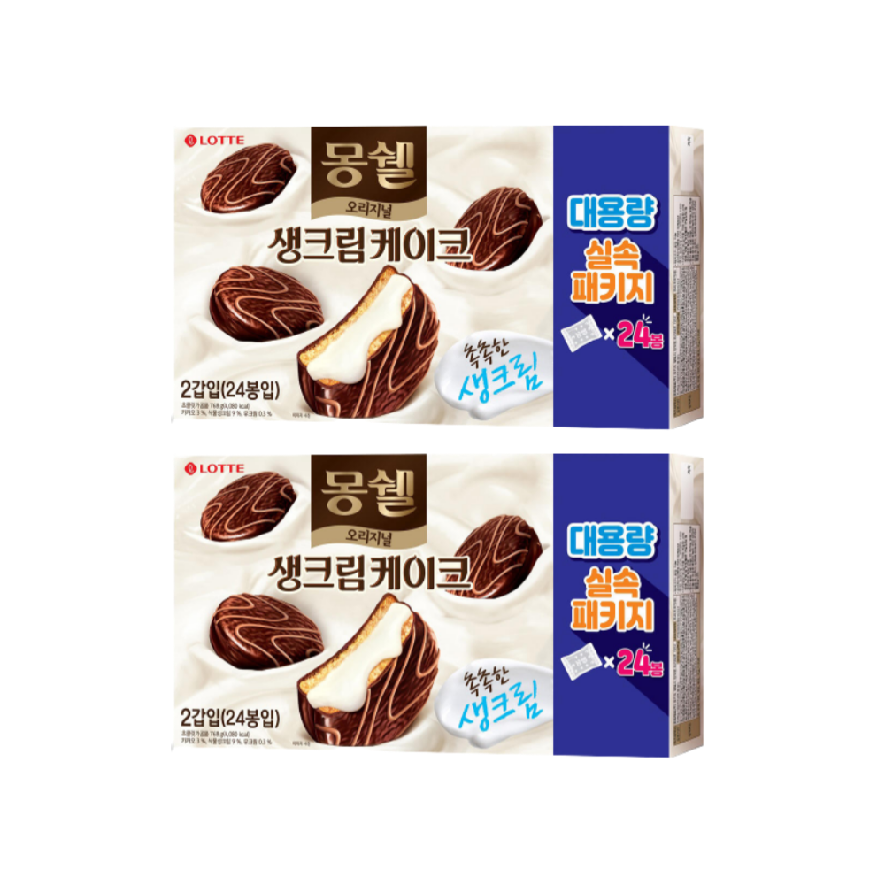 몽쉘 롯데제과 몽쉘 생크림케이크 오리지널 패키지 816g x 2개 아침식사대용