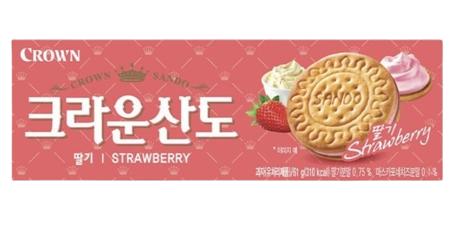 크라운제과 크라운 산도 딸기 61g 탕비실간식 대용량 화이트초코 과자