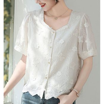 패션시그널 나비꽃 패치 스퀘어넥 자켓블라우스 380547