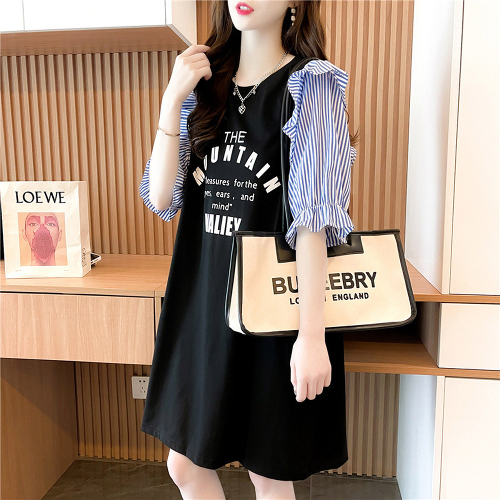셔츠 반팔티셔츠 여성 여름 루즈핏 반팔 상의 캐주얼 여성 티셔츠 미디 원피스 캐주얼 롱티 박시티 D99U L