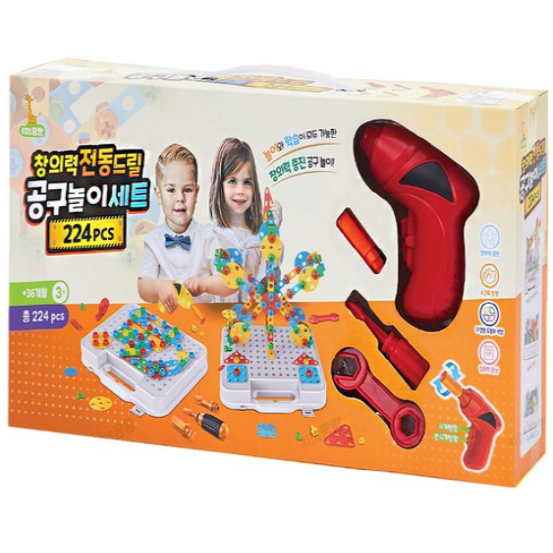 키즈팡팡 창의력 전동드릴 공구놀이 세트 224p 01 공구놀이 1개