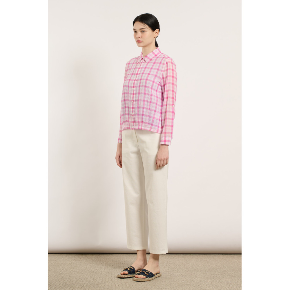 BCBG 비씨비지 프리미엄 홀리체크 블라우스 B5M4B423