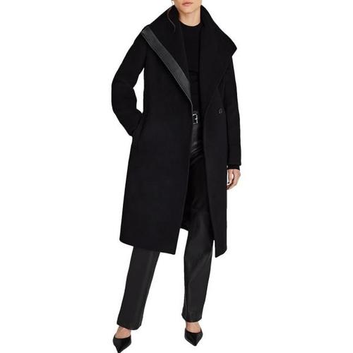 클럽모나코 Club Monaco 여성용 가죽 디테일 랩 코트 M