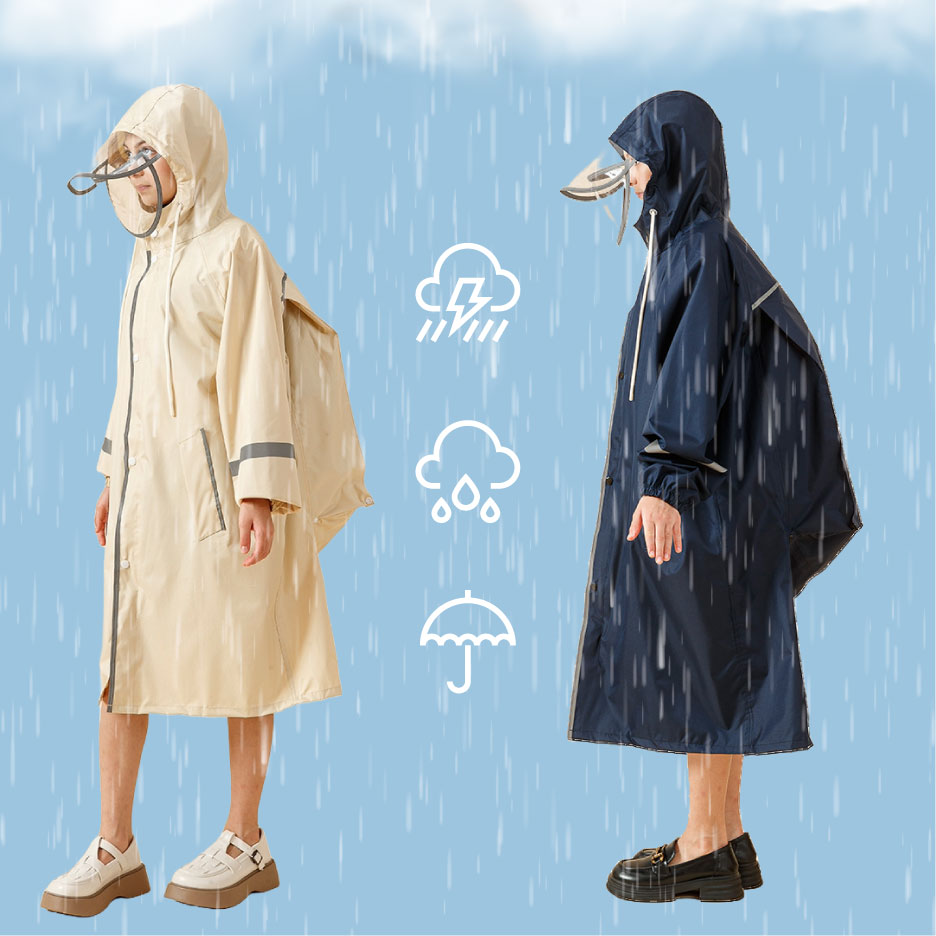ADJUN 애드준 장마철 여성 학생 프리미엄 롱 레인코트