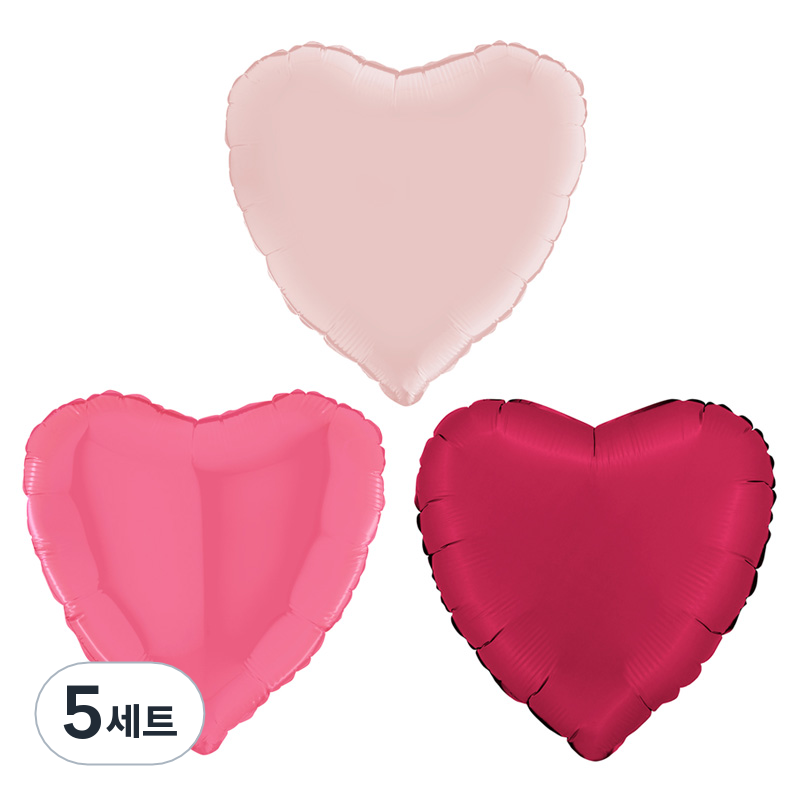 그라보벌룬 은박 하트풍선 3종 세트 베이비핑크 버블검핑크 새틴체리 5세트