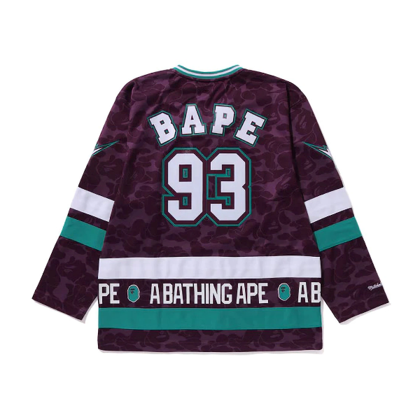 베이프 x 미첼 네스 NHL 애너하임 덕스 메쉬 하키 저지 L S 티