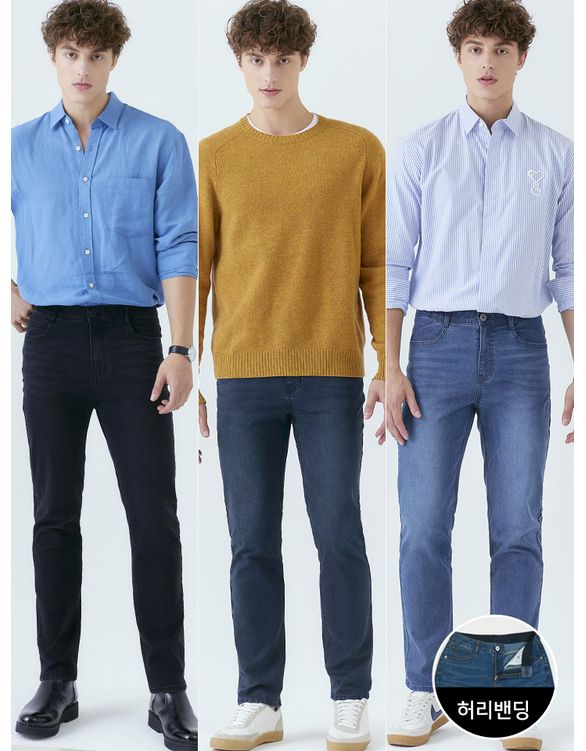뱅뱅 뱅뱅 남성 슬림 스트레이트 데님 34