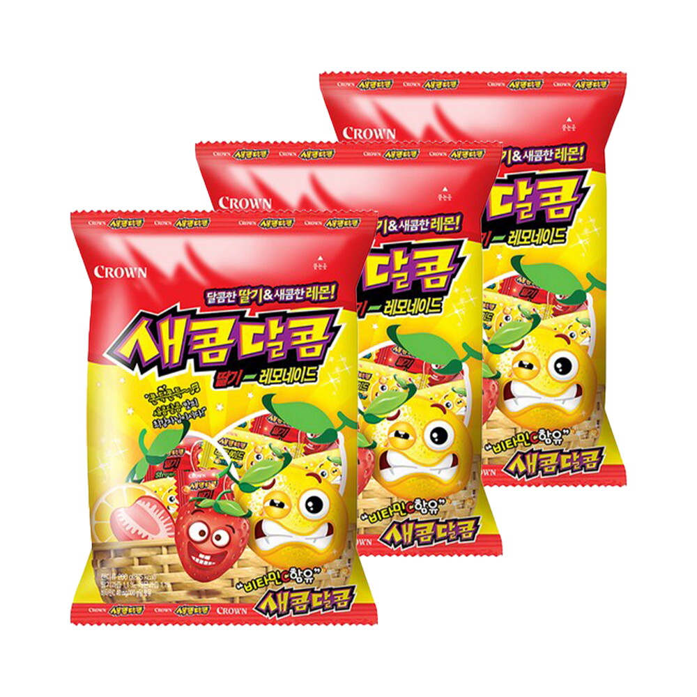 너만아는과자점 크라운 새콤달콤 딸기레모네이드 200g x 3개