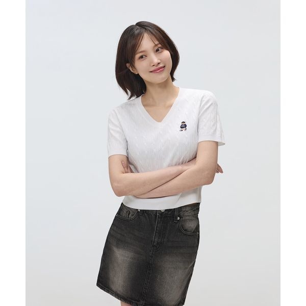 스파오 SPAO 우디 브이넥 반팔니트 159628 SPKWF24G52 159628