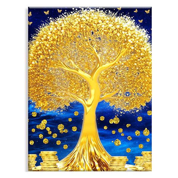 엔픽아트 캔버스형 보석십자수 40 x 50 cm 풍경 환상적 황금 나무 1개 MK006