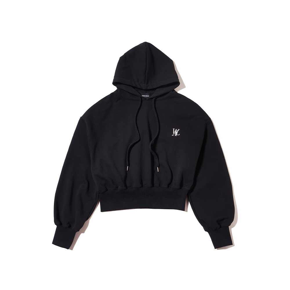 우알롱 Signature easy crop hoodie -
