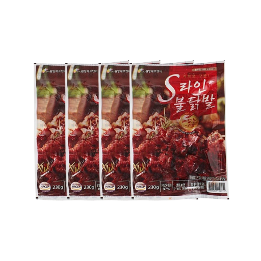 원앙에프앤비 원앙닭발 뼈없는 S라인 불닭발 230g X 4팩 4개