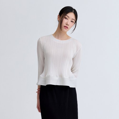 플리츠미 플리츠미 플리츠미 글리터 배색 훌 티셔츠 PPTSM125020