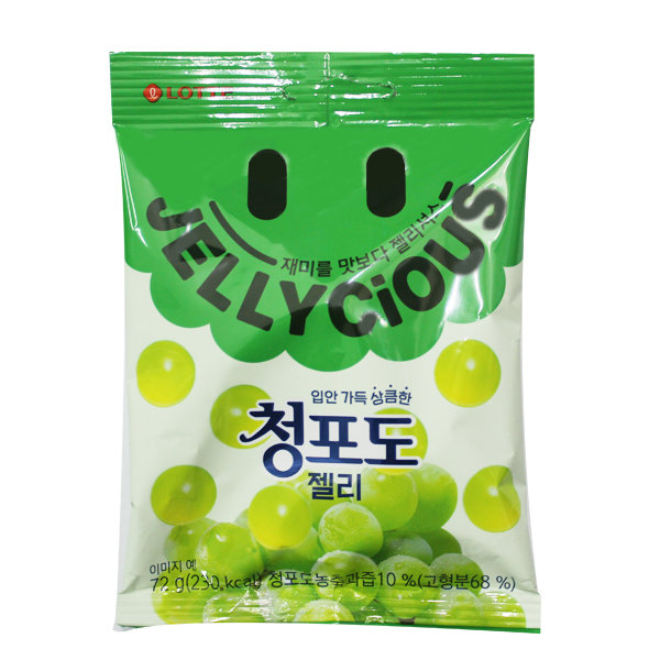 롯데웰푸드 롯데웰푸드 젤리셔스 청포도젤리 72g 8개입 볼