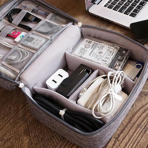 블랙 ABM 멀티 케이블 파우치 보조 배터리 지퍼 케이스 다용도 USB 여권 디지털 정리함 가방 정리 휴대용