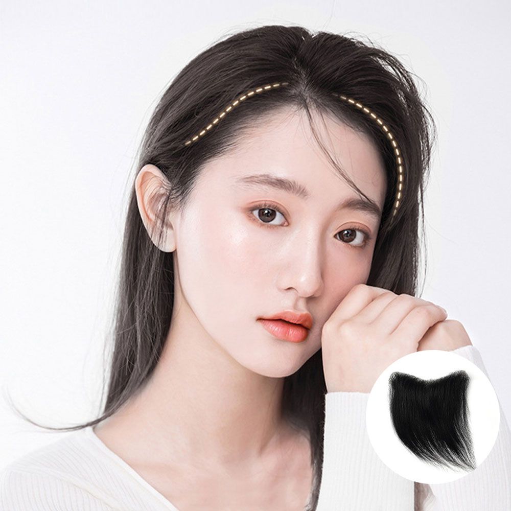 접착식 인모 여자 헤어라인 가발 부분가발