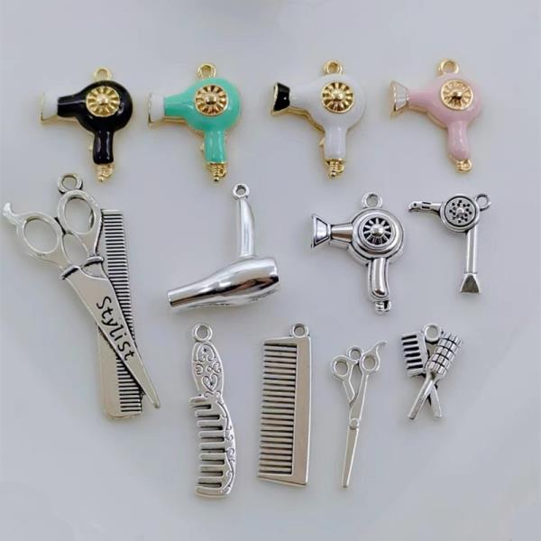 참 헤어 드라이어 컬러 에나멜 합금 액세서리 펜던트 앤티크 주얼리 DIY 수제 액세서리 10 개 26x20mm
