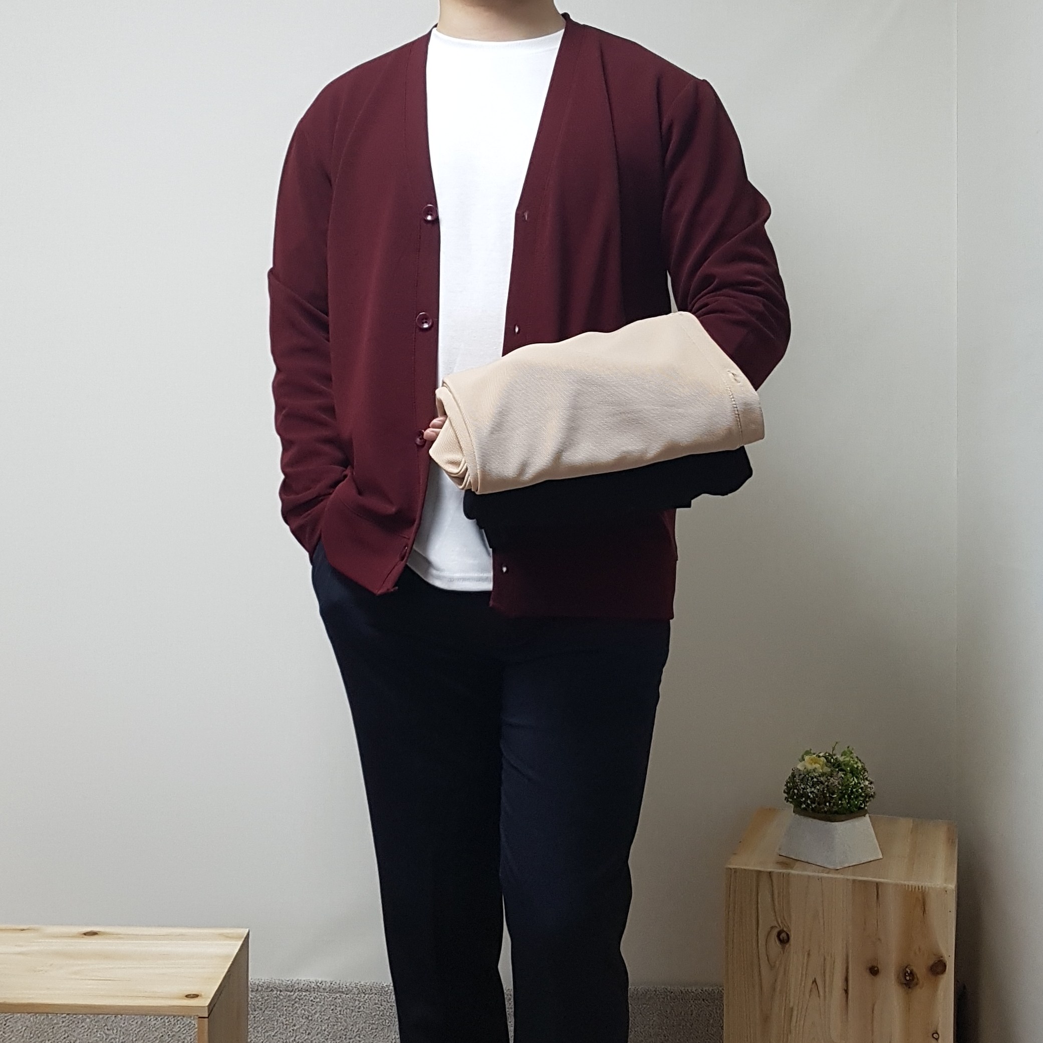 보풀없는 간호사 병원 남학생 교복 가디건 오버핏 M 버건디