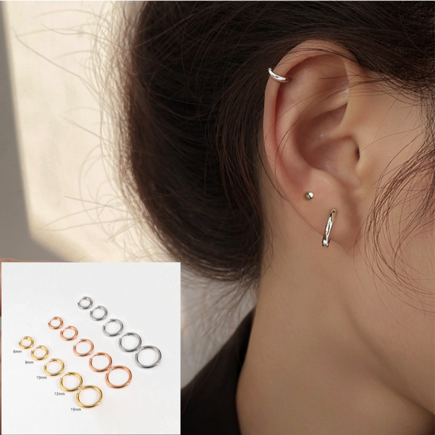 은침 이너원 925 베이직 원터치 링 귀걸이