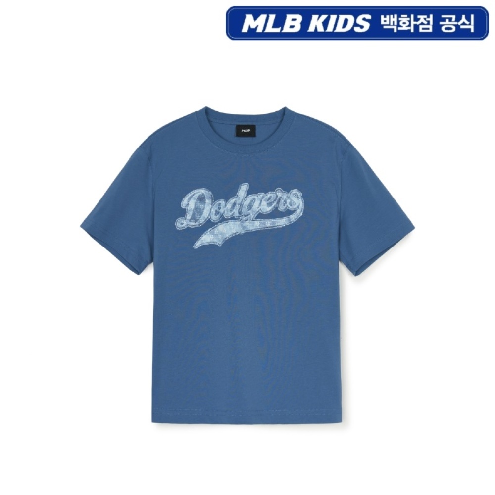 MLB키즈 MLB 키즈 모노그램 데님 컬시브 아트웍 티셔츠 7ATSM0753 LE1219310801