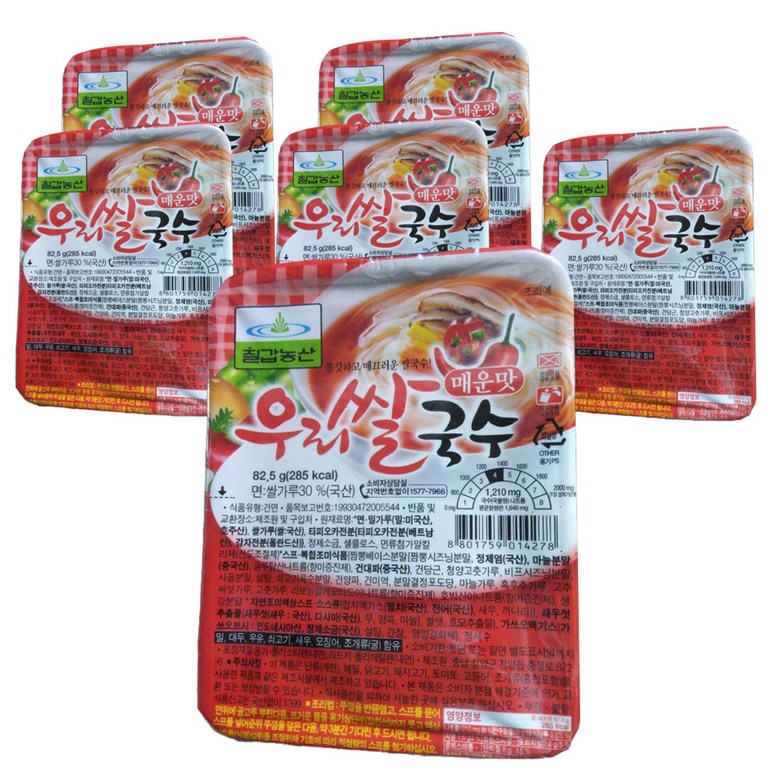 칠갑농산 칠갑농산 우리쌀국수 매운맛 82 5g 6개 식사 중식 즉석요리 집밥 한식 회식