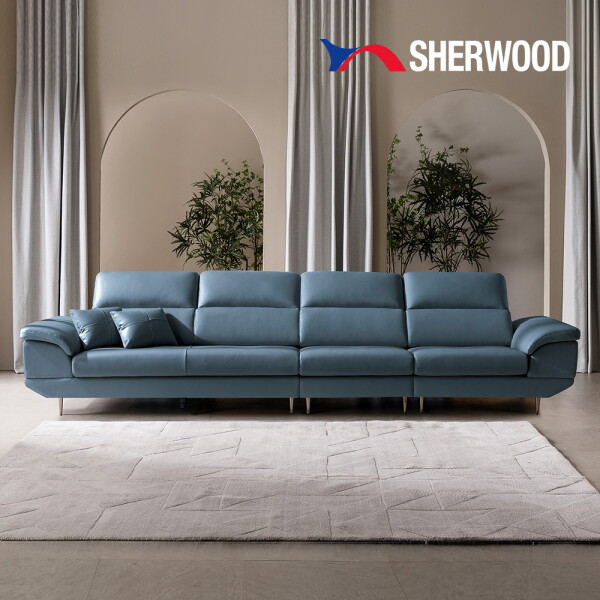 SHERWOOD 리네아 이태리산 천연소가죽 6인 소파 + 스툴 + 쿠션 2EA