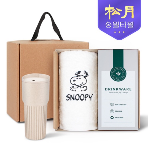 송월타올 송월타올 리빙 기프트세트 19 스누피 피너츠 타올180g 1P 커피텀블러709ml 1P