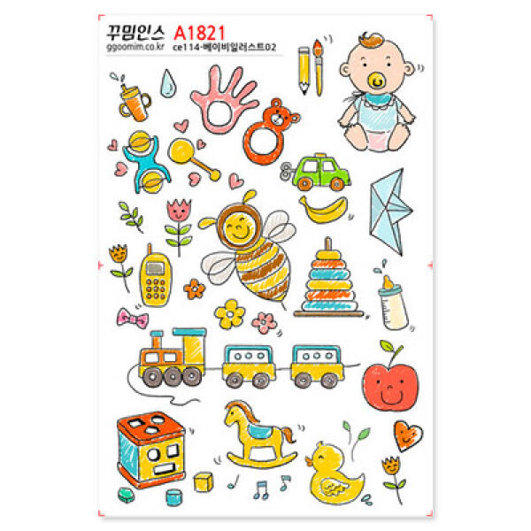 POOM 꾸밈인스 꾸밈인스스티커 베이비일러스트02 A1821