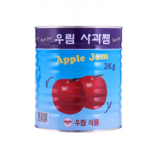 우림식품 업소용 토스트 분식 식당 식자재 사과쨈 통조림 3kg 8개