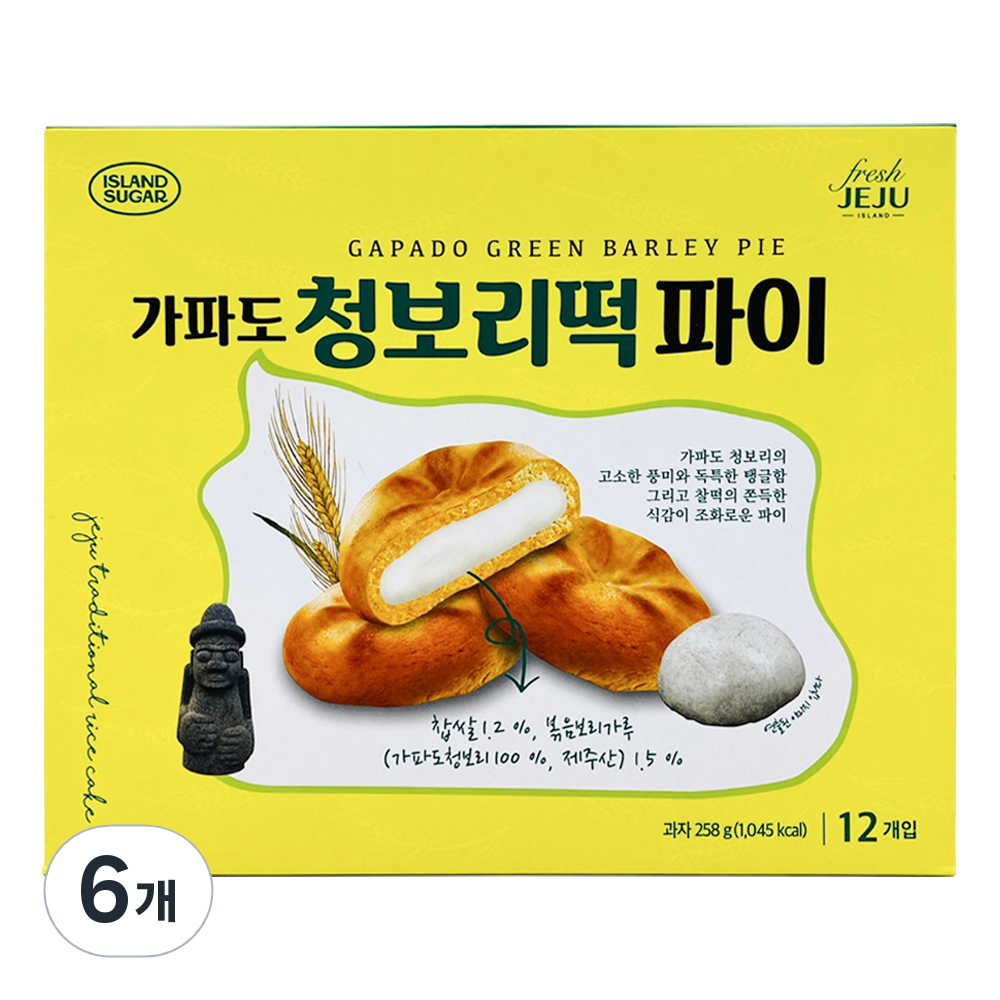 청우식품 아일랜드슈가 가파도 청보리떡 파이 12p 258g 6개