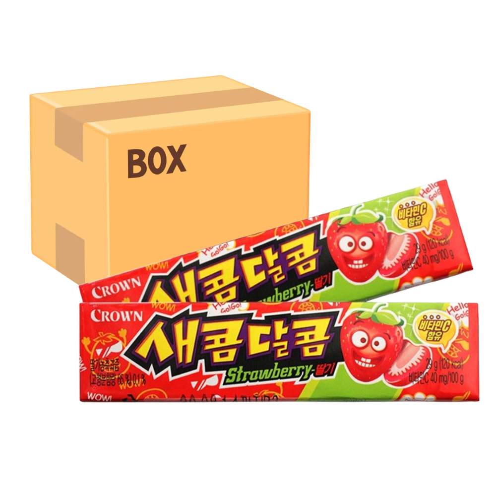 크라운 새콤달콤 딸기맛 카라멜 x 90개입 과일향 캐러멜