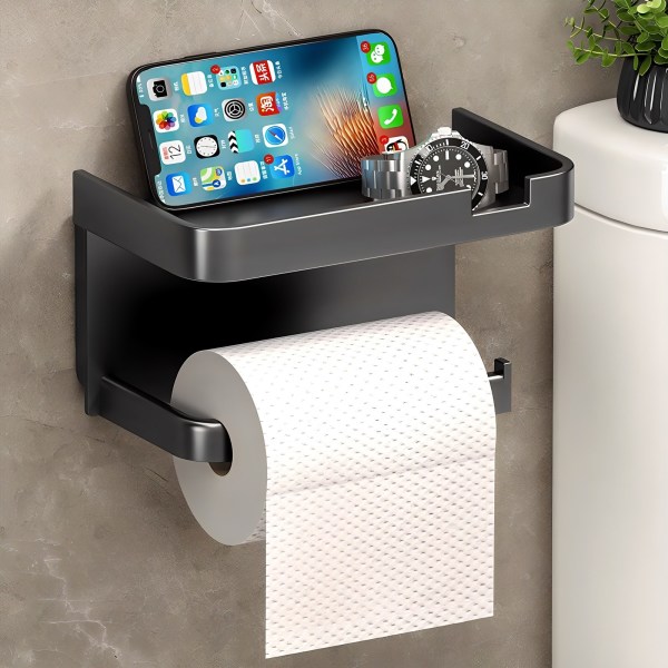 치트몰 무타공 핸드폰 거치대 휴지걸이 (강력 접착 스티커), 1개, 블랙 상세사진 2