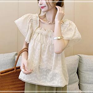 JH컴퍼니 반팔 e47 블라우스 레이스 펀칭 MWF3761D26