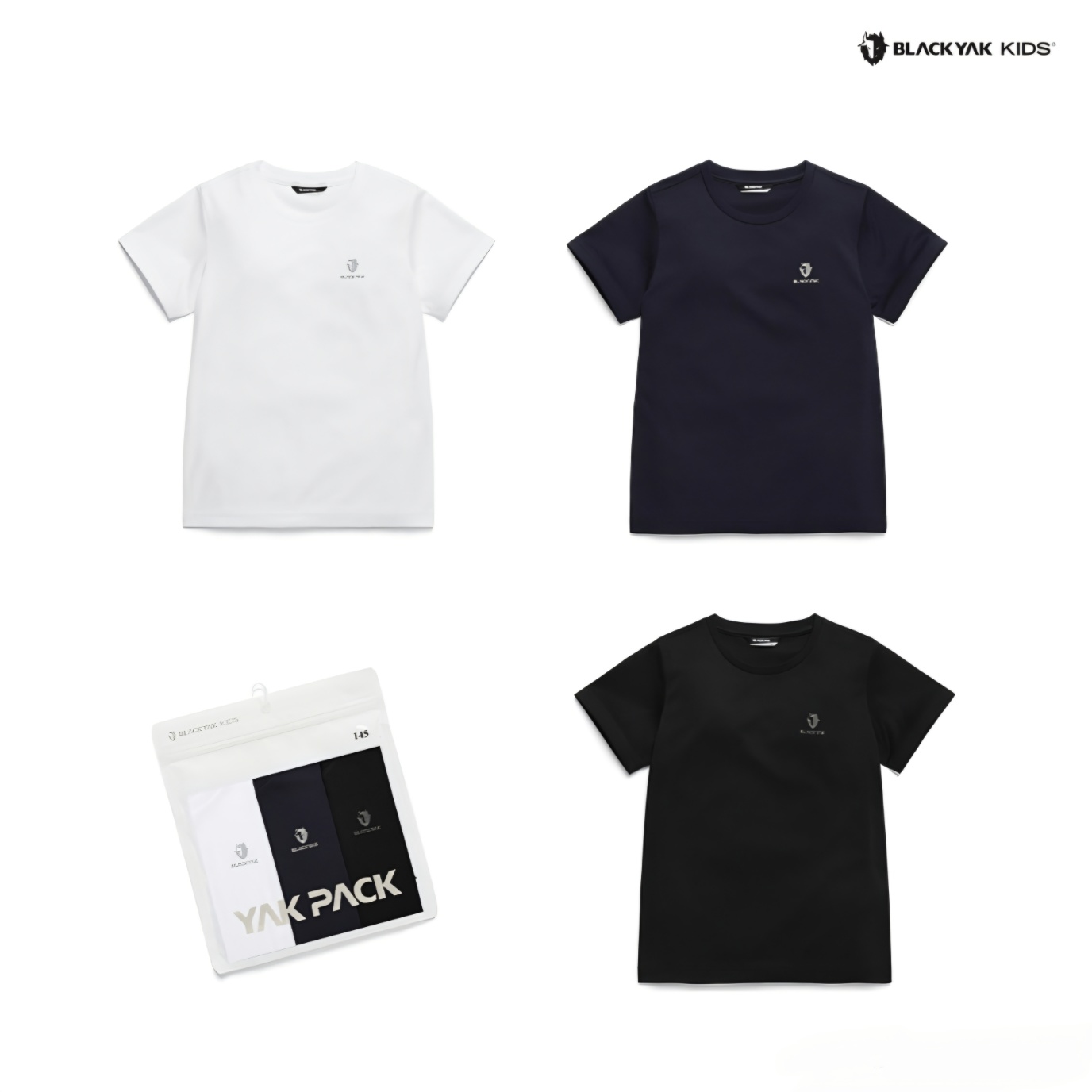 블랙야크키즈 블랙야크키즈 쿨소재 BKS데일리3PACK티셔츠 기능성 반팔 3개세트 NC불광 MIX 155 1BKTSM4903