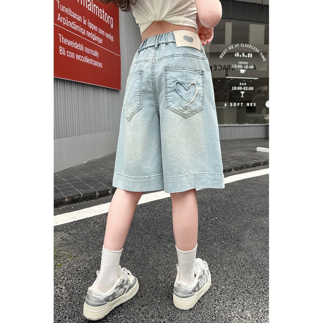 애플키즈 주니 어하트포켓 청반바지 150호